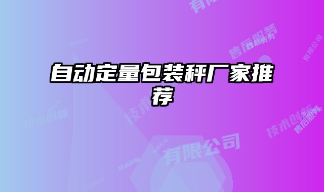 自動定量包裝秤廠家推薦